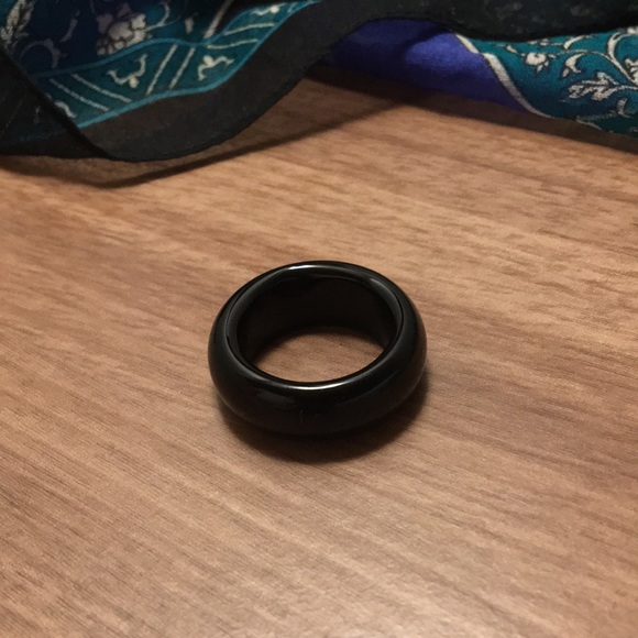 🎲TRADED🎲BLACK AGATE ring, unisex band - Picture 7 of 17